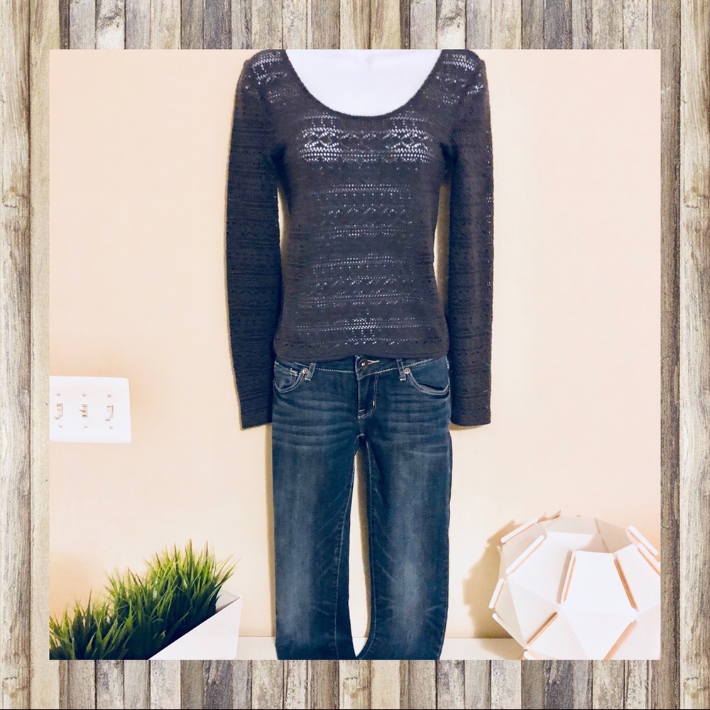 NEW American Eagle Crochet Scoop Neck Sweater